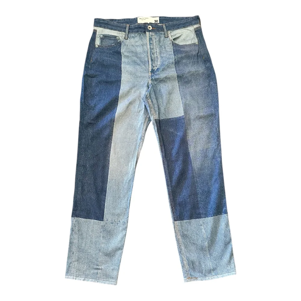 rag & bone Blue Patchwork High-Waisted Jeans - Size 30 - Picture 3 of 7